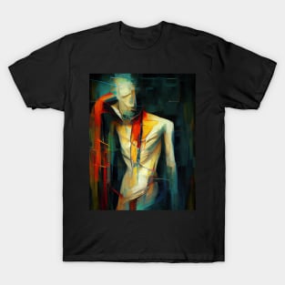 Neoexpressionist Figure in Abstract T-Shirt
